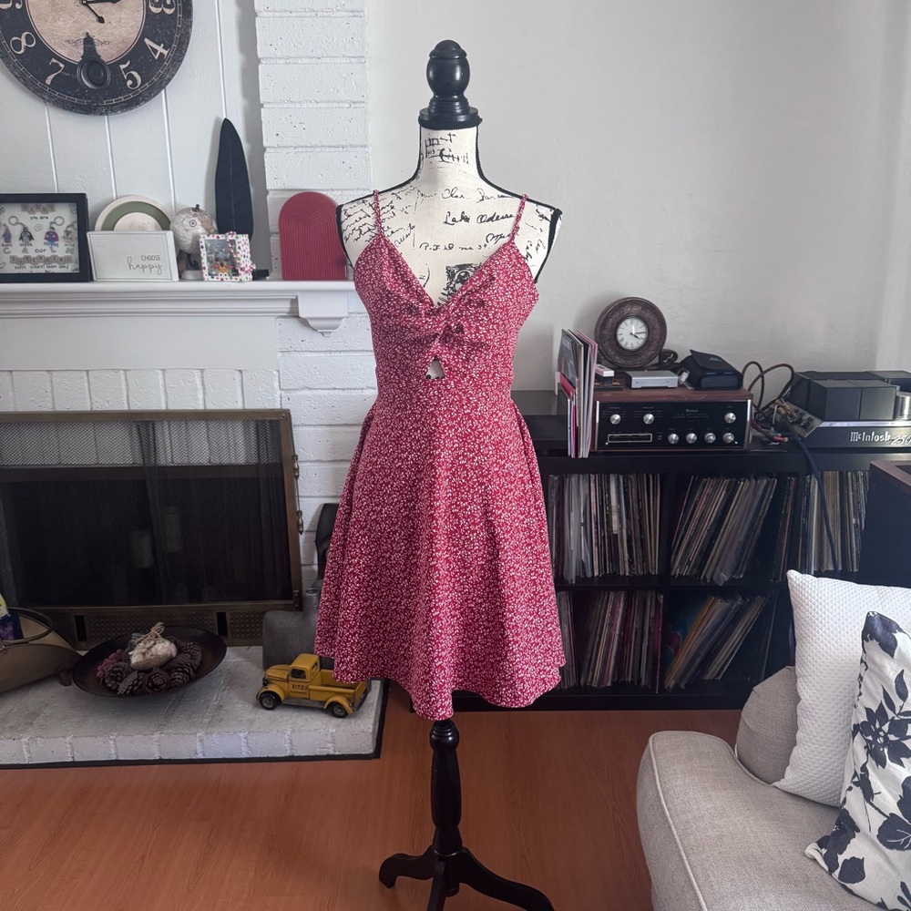 Summer Burgundy Floral Mini Dress